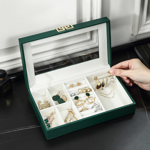 Elegant Transparent PU Leather Jewelry Box / Boîte de stockage de bijoux