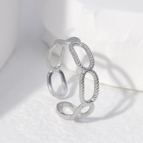 Minimalist Stainless Steel Opening Oval Chain Ring / Bague ouverte en acier inoxydable