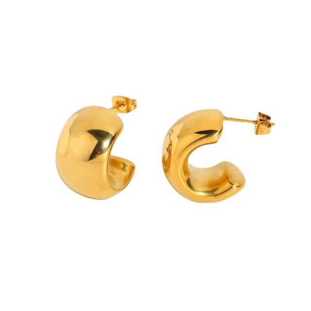 Gold plating stainless steel Volume Huggie Earrings
